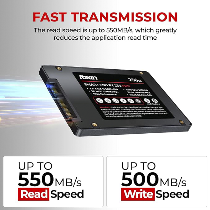 Foxin FX 256 GB PRO 2.5″ SATA III Internal SSD – FX256 Pro|3D NAND|High‑Speed 6 Gb/s SATA Storage for Laptops & Desktops