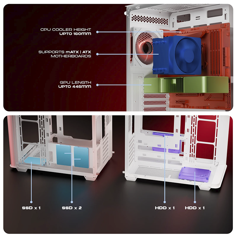 daWg W-Y Series 820 Computer Case (Black) | Mid Tower PC Cabinet | Micro-ATX & Mini-ITX Compatible | Durable Metal Chassis | Home, Office & Gaming PC Build