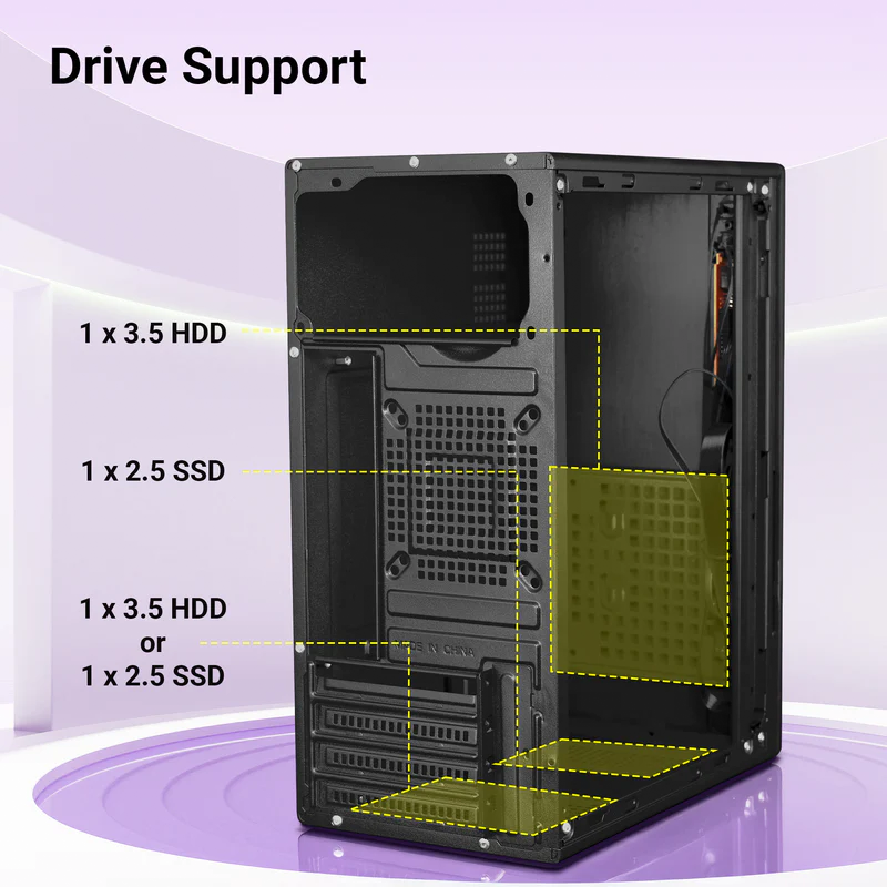 Zebronics Zeb Force Black Cabinet | Mid Tower ATX Cabinet | USB 3.0 | Tempered Side Panel | Advanced Airflow | Black