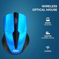 Foxin FM 9099 Elite Blue Wireless Mouse | 2.4GHz USB Receiver | High-Precision Optical Sensor | Ergonomic Design | Plug & Play | Blue