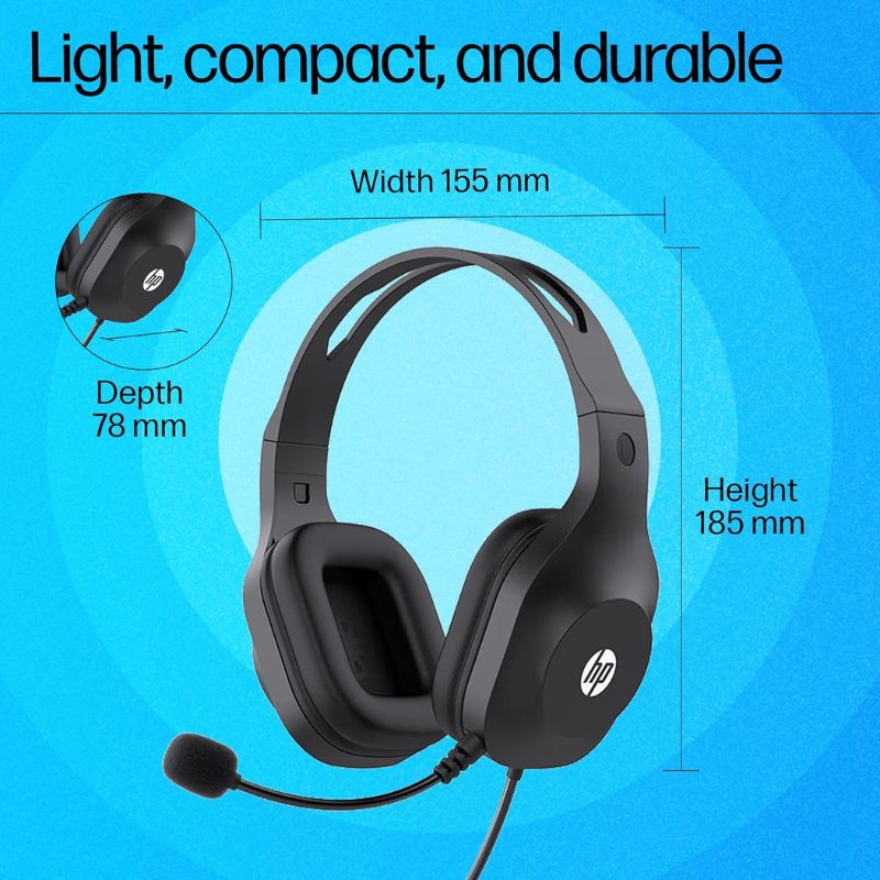 HP H125 Stereo USB Headset | Noise-Reducing Mic | USB Wired Headphones for PC & Laptop