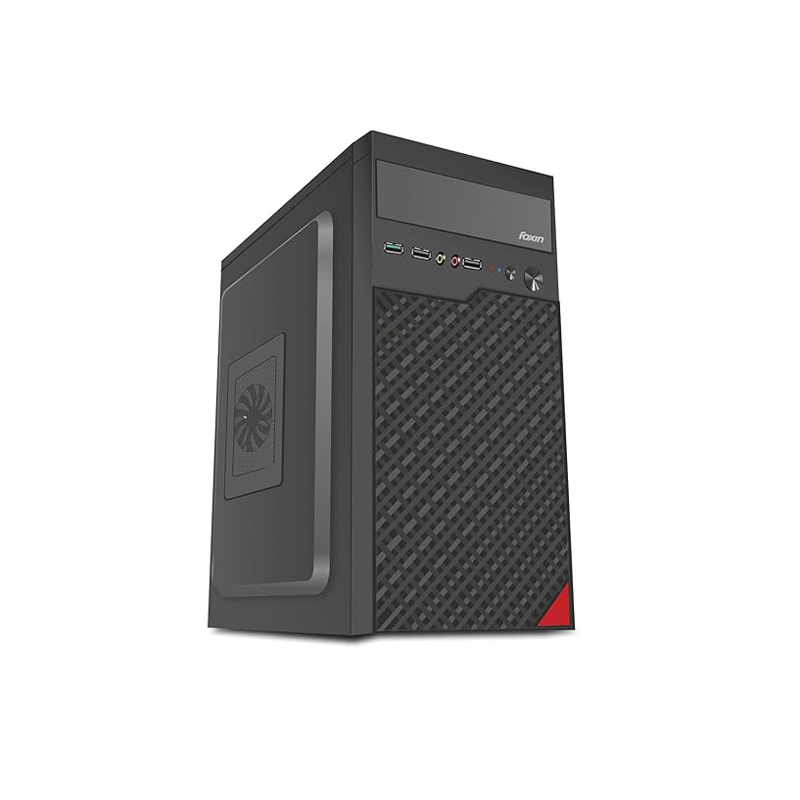 Foxin 1S Mid-Tower ATX PC Cabinet – Durable SPCC Steel Desktop Case with Front USB/Audio Ports – Ideal for Home & Office PC Builds – Without SMPS