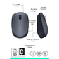 Logitech M170 Wireless Mouse | 2.4GHz USB Nano Receiver | 1000 DPI Optical Tracking | 10m Wireless Range | 12-Month Battery Life | Ambidextrous Design