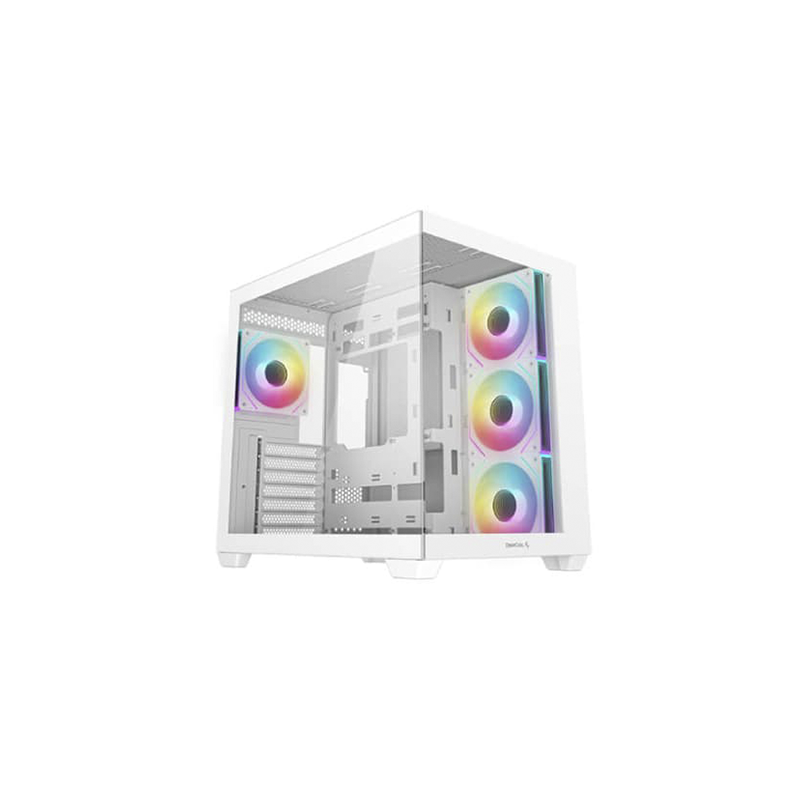 DeepCool CG530 4F White ATX Mid-Tower PC Cabinet with Tempered Glass Panels and 4 ARGB Fans – USB 3.0 & Type-C Ports