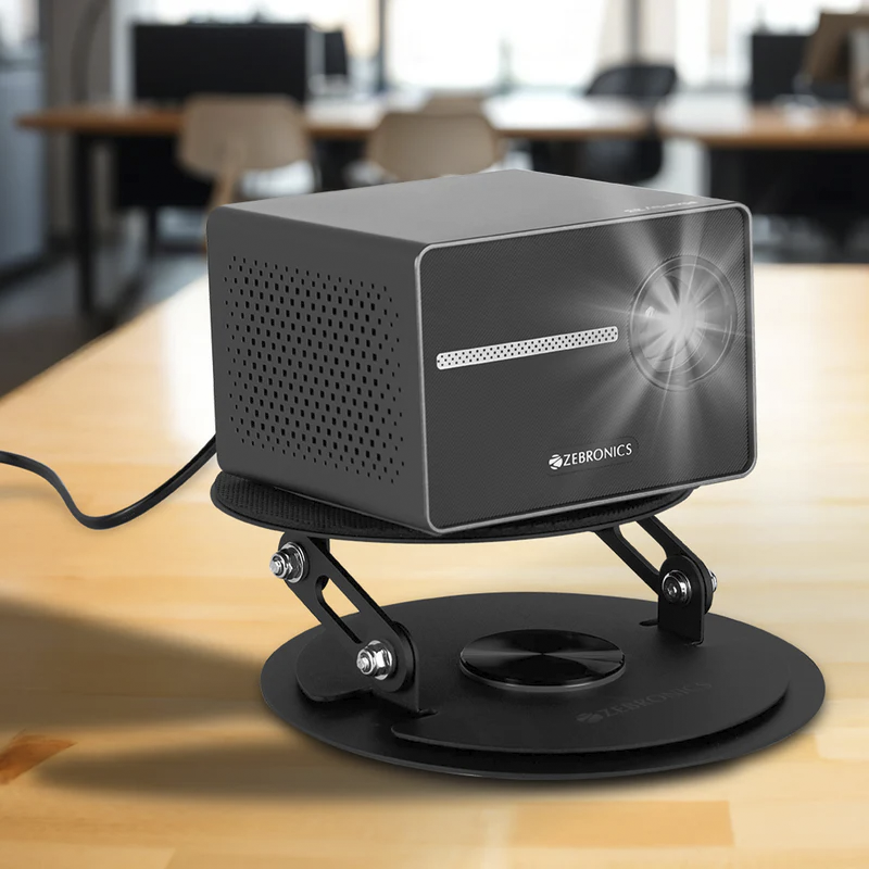 Zebronics ZEB-PSH05 360° Rotatable Table Top Projector Stand | Heavy-Duty Metal Build, Anti-Slip Pads, Supports up to 5 kg | Foldable & Adjustable Projector Stan