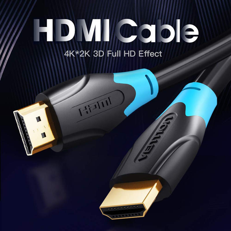 Vention High Speed HDMI Cable Supports Ethernet, 3D, 4K, 1080p| Gold Plated Audio Return Channel 5M| Black