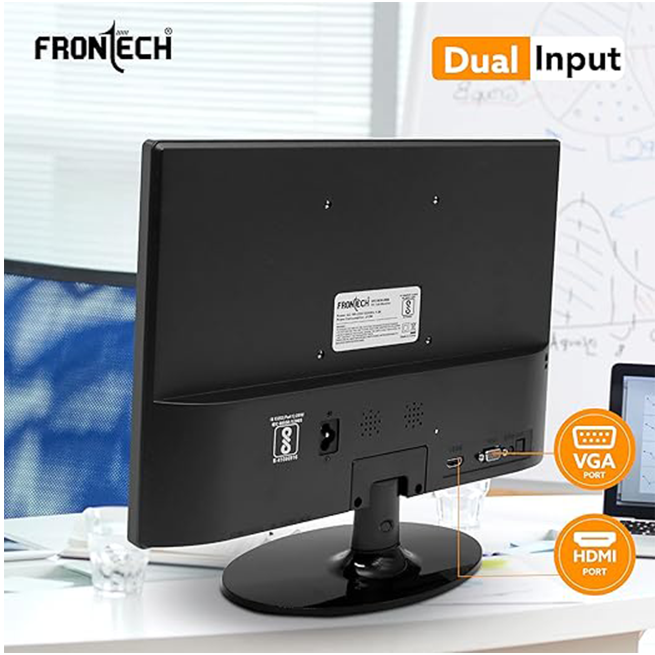Frontech 15.4|Inch HDMI Monitor MON|0068 |Compact Display for Desktop & CCTV|Full HD Resolution HDMI Connectivity, Sleek Design for Home and Office Use