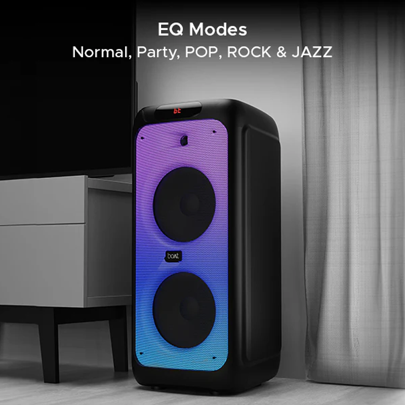 boAt PartyPal 390 Bluetooth Party Speaker | 160W Signature Sound | TWS Mode | Dual Karaoke Mic Inputs | Up to 6 Hours Playback | Flame LED Lights | EQ Modes | Bluetooth v5.3 | AUX, USB & TF Card Support | USB Type-C Charging
