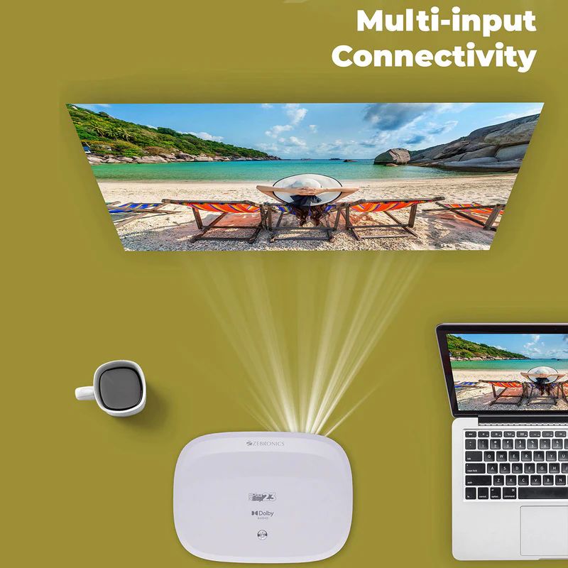 Zebronics PixaPlay 23 Wi‑Fi LED HD Projector – Smart Home Theater Projector with HD Display, Built-in Speaker, and Multiple Connectivity Options