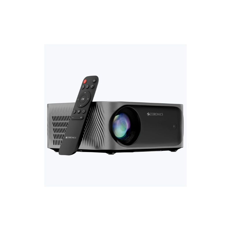 Zebronics Smart LED HD Projector PixaPlay 25 – Full HD Home Theater, Android Smart, Wi‑Fi & Bluetooth, Metallic Grey