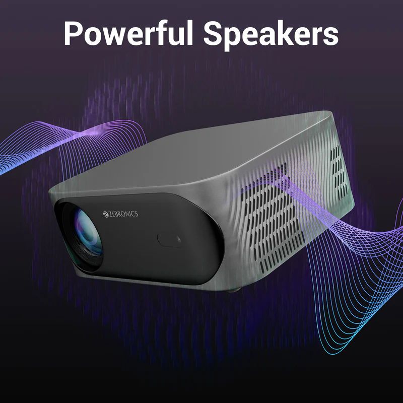 Zebronics Smart LED HD Projector PixaPlay 25 – Full HD Home Theater, Android Smart, Wi‑Fi & Bluetooth, Metallic Grey