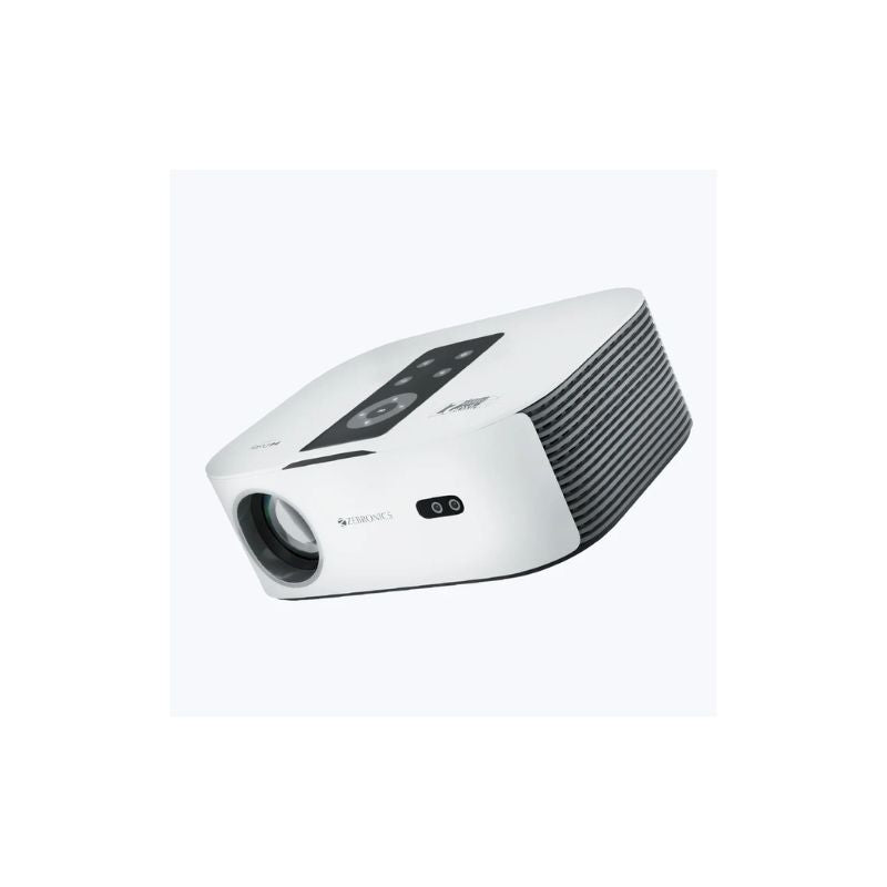 Zebronics Smart LED HD Projector PixaPlay 27 – Full HD Home Theater, Android Smart, Wi‑Fi & Bluetooth, White/Grey