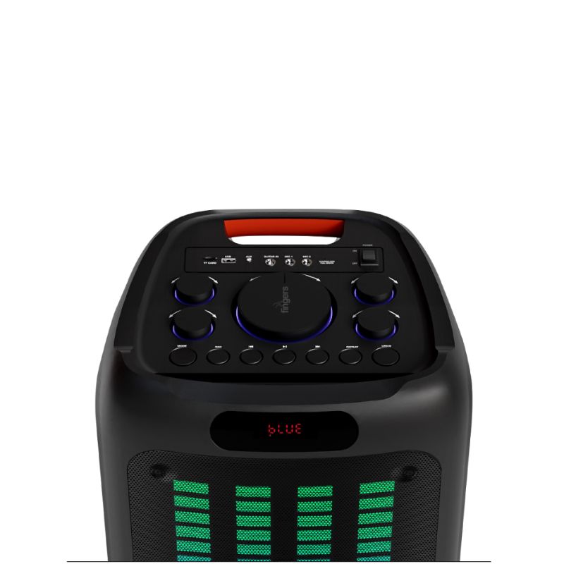 FINGERS RollingParties-110 Trolley Speaker | 110W Pure Audio Power | Dual 10-Inch Drivers | 2 Wireless Mics | 8-Hour Playtime | RGB Light Show