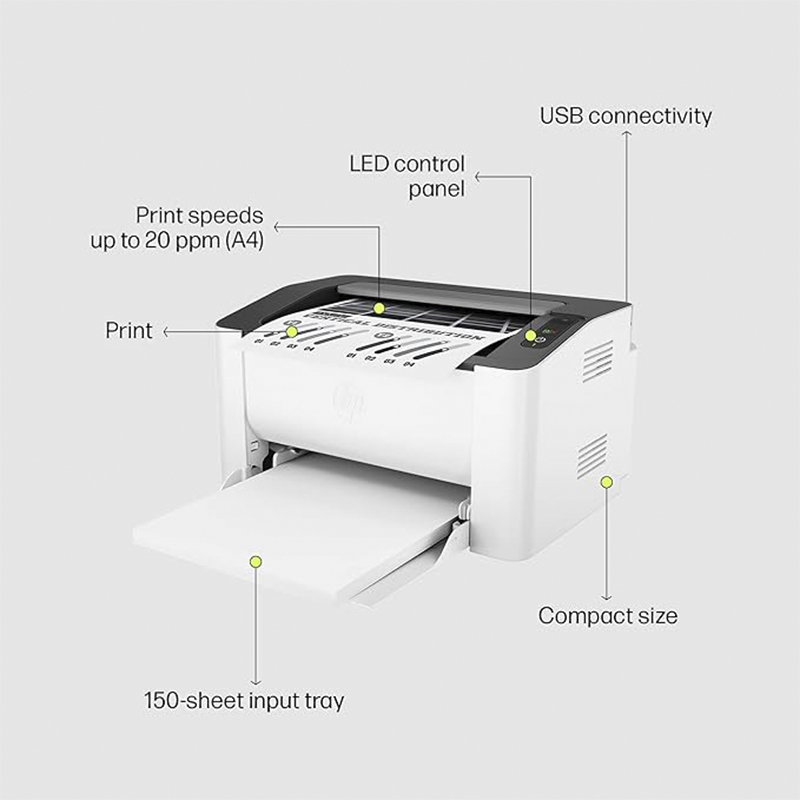 HP Laser 1008w Monochrome Laser Printer with Wi-Fi & USB Connectivity, Single-Function, Fast 20 PPM Printing for Home & Office