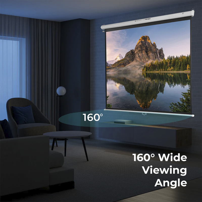ZEBRONICS ZEB-PSH100A 100 Inch Instalock Projector Screen – Manual Pull-Down, Matte White Surface, Wall/Ceiling Mount for Home Theater, Classroom, Office, and Event Use