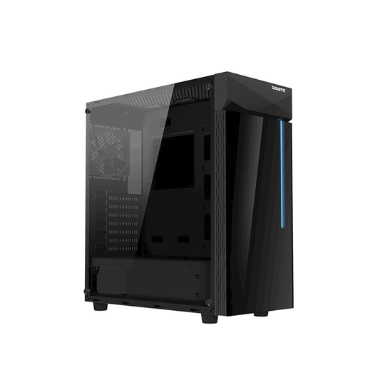 Gigabyte GB-C200G Black Mid-Tower PC Cabinet with Tempered Glass| ATX/Micro-ATX/Mini-ITX Support Front USB 3.0/2.0 Ports |Sleek Gaming & Office Case