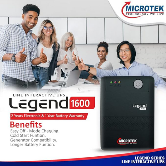 Microtek Legend 1600VA UPS | High-Capacity Home & Office Power Backup|Automatic Voltage Regulation|Overload Protection| Efficient Battery Management for Computers & Electronics