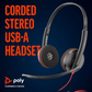 Poly Plantronics - Black wire 3220 Wired Headphones on Ear Headphones with Mic| Active Noise Cancellation| enhanced digital signal processing (DSP)