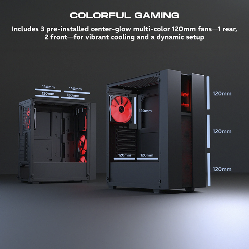 daWg W-V Series 350 Computer Case (Black) | Mid Tower PC Cabinet | Micro-ATX & Mini-ITX Compatible | Durable Metal Chassis | Home, Office & Gaming PC Build