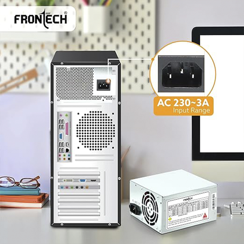 Frontech 450W SMPS Power Supply | Reliable and Stable Power for Desktop PCs | Compact and Durable Design | Efficient Cooling | Ideal for Home and Office Systems