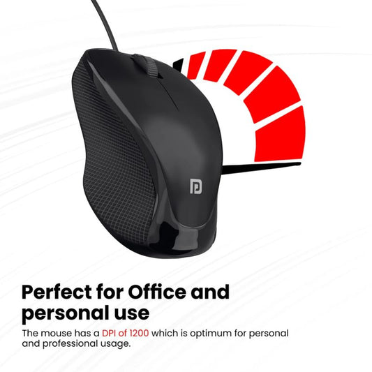 Portronics Toad 101 Wired Optical Mouse (POR 1800) | 1200 DPI | USB Plug‑and‑Play | Ambidextrous Design | Hi‑Optical Tracking & Comfortable Long‑Use Performance