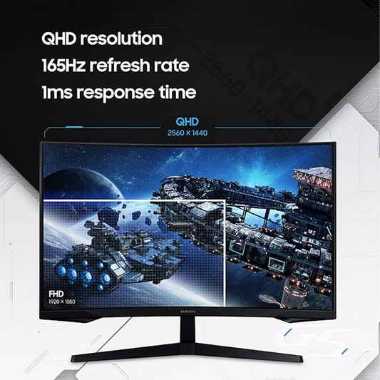 Samsung 32-Inch Odyssey G5 Gaming Monitor |WQHD Curved Display|144Hz Refresh Rate|ms Response Time,|AMD FreeSync Premium| Immersive Ultra-Wide Gaming Experience