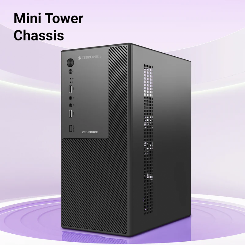 Zebronics Zeb Force Black Cabinet | Mid Tower ATX Cabinet | USB 3.0 | Tempered Side Panel | Advanced Airflow | Black
