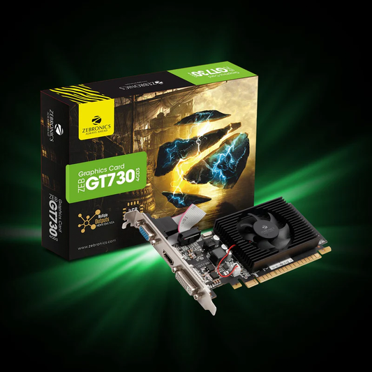 Zebronics Zeb GT 730 4GB DDR3 Graphics Card | NVIDIA GeForce GT 730 | 4GB DDR3 | PCIe x16 | HDMI, DVI & VGA | Active Cooling