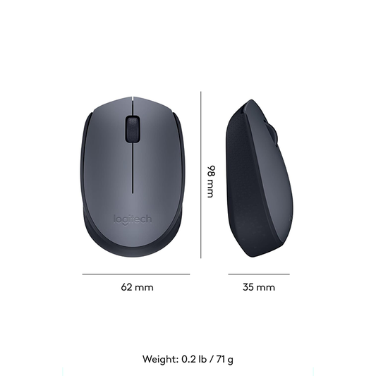 Logitech M170 Wireless Mouse | 2.4GHz USB Nano Receiver | 1000 DPI Optical Tracking | 10m Wireless Range | 12-Month Battery Life | Ambidextrous Design