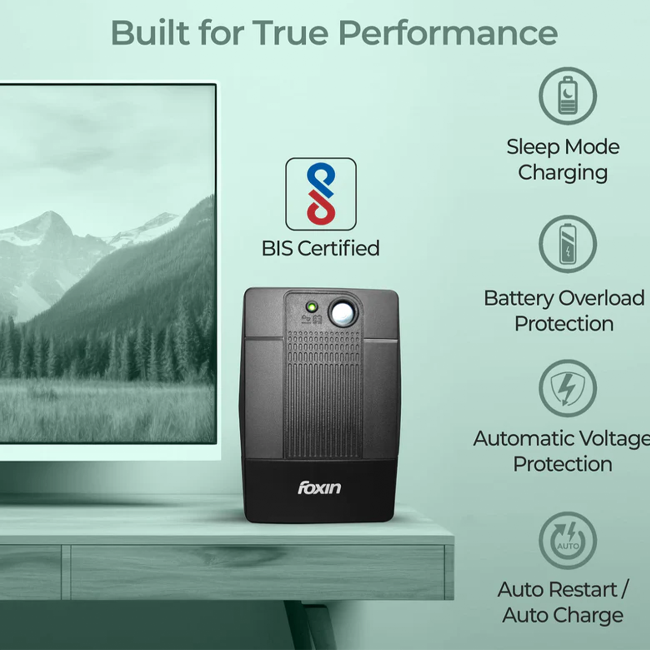 Foxin 600VA UPS |Reliable Home & Office Power Backup| Automatic Voltage Regulation| Overload Protection| Compact Design for Computers,|Routers, and Electronics