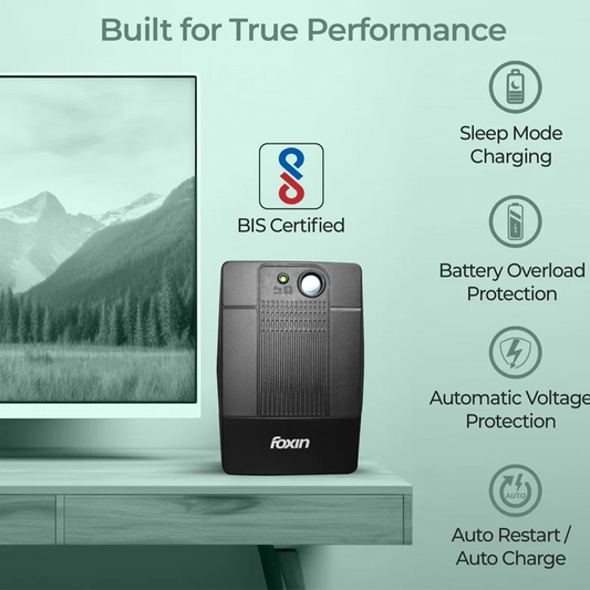 Foxin 600VA UPS |Reliable Home & Office Power Backup| Automatic Voltage Regulation| Overload Protection| Compact Design for Computers,|Routers, and Electronics