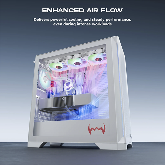 daWg W-Y Series 720 Computer Case (White) | Mid Tower Cabinet | Micro-ATX & Mini-ITX Support | USB 3.0 | High-Airflow Design | Gaming PC Cabinet