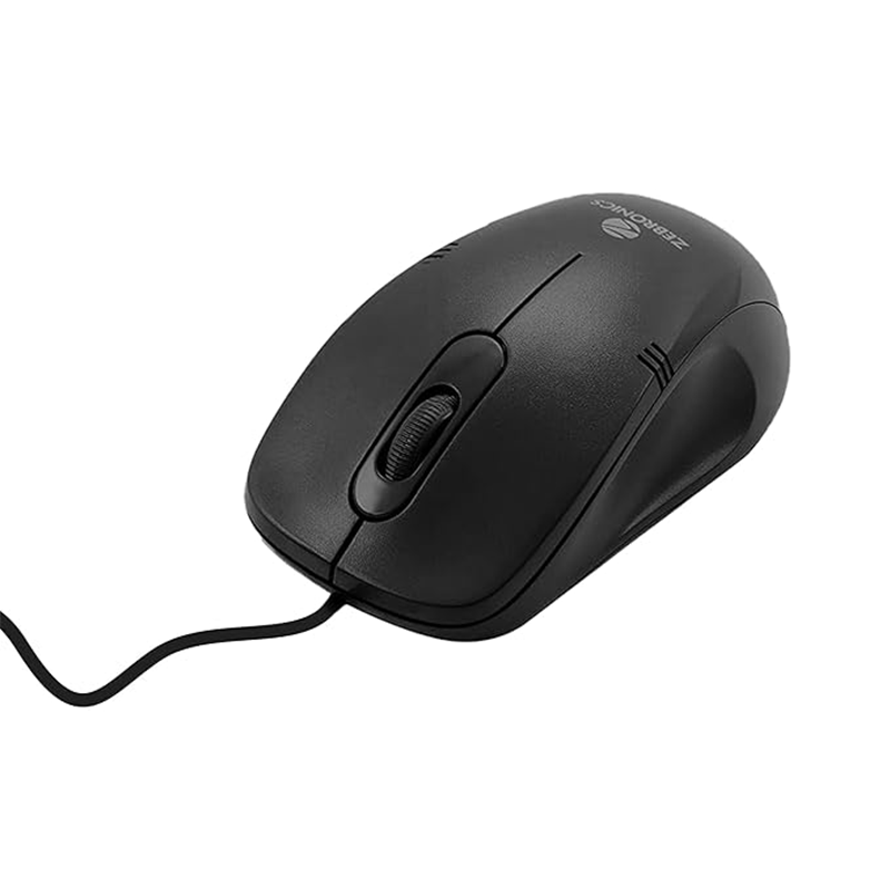 Zebronics Zeb Power Plus USB Wired Mouse | 1200 DPI Optical Sensor | Ergonomic Ambidextrous Design | Plug & Play | 3 Buttons | USB Connectivity | 3 Million Click Life | Black