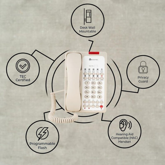 Beetel H95 Hotel Landline Phone |Corded PBX Telephone for Guest Rooms with Speakerphone|10 Programmable Guest Service Keys| Speed Dial|Message Lamp|Adjustable Ringer| Desk or Wall Mountable