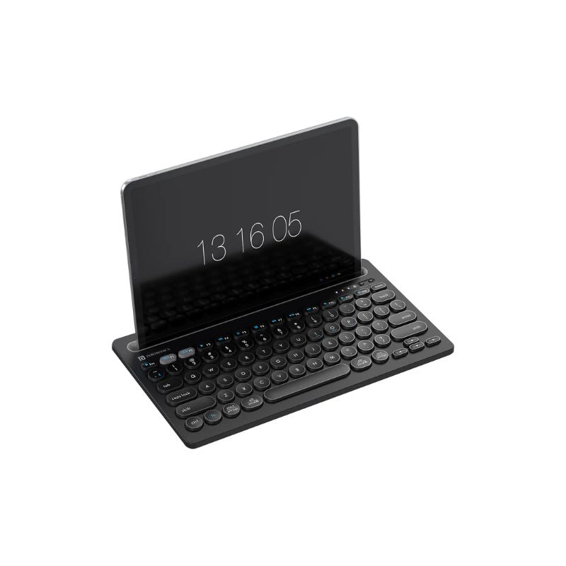 Portronics Bubble Dock Wireless Keyboard (POR 2193) | Dual Bluetooth 5.3 & 2.4 GHz Wireless | Rechargeable Battery | Multi‑Device Pairing (Up to 3 Devices) | Tablet/Smartphone Holder | Tenkey less Design & Multimedia Keys