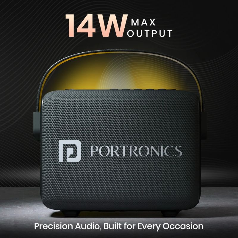 Portronics Resonate (POR 2392) | 15W Portable Bluetooth Speaker | Elegant Fabric Finish | Deep Bass & Crystal Clarity | Hands-free Calling | Black