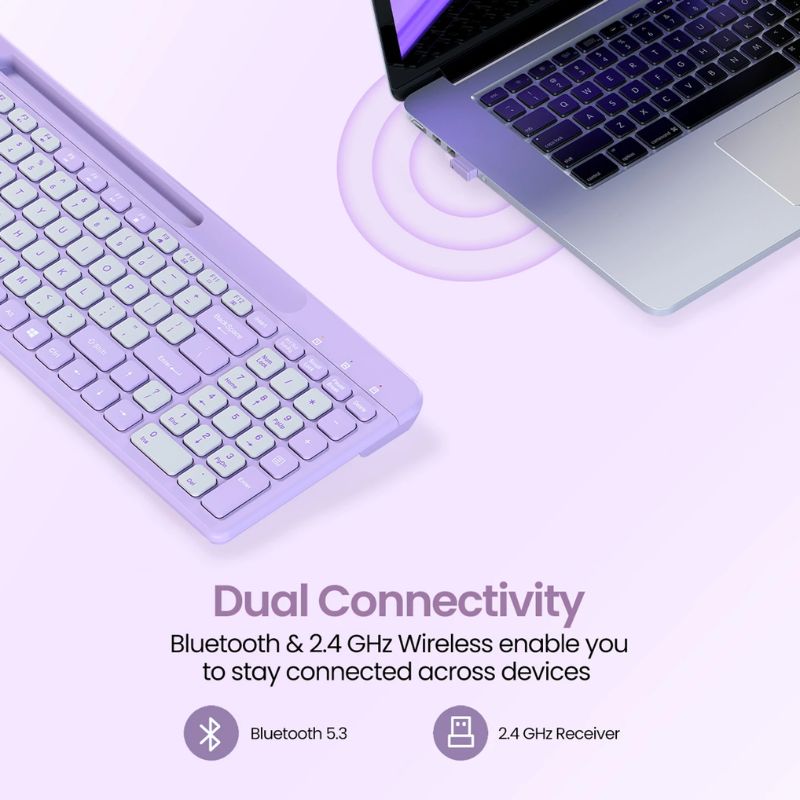 Portronics POR 2200 Wireless Mini Keyboard & Touchpad | Compact 2-in-1 Keyboard with Integrated Touchpad | Dual 2.4 GHz & Bluetooth Connectivity | Rechargeable Battery | Multi-Device Compatible for Windows, Mac & Android