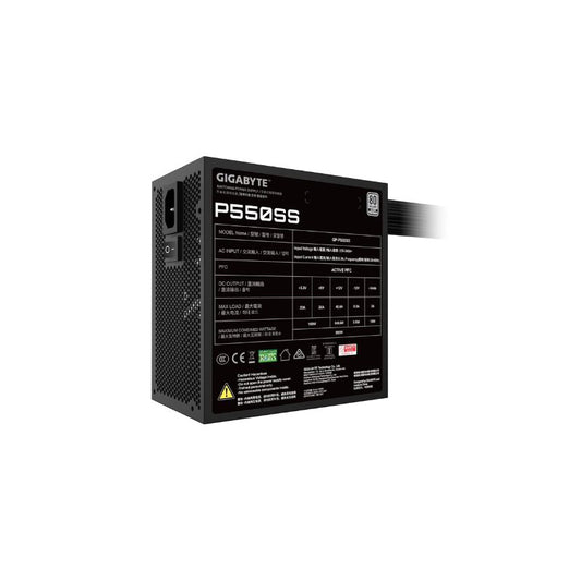 GIGABYTE P550SS 550W 80+ Silver Certified ATX 3.0 Power Supply | High‑Efficiency PSU with Flat Cables| Single +12V Rail|120 mm FDB Cooling Fan & Full Protective Circuitry
