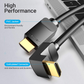 Vention High Speed HDMI Right Angle Cable 90 Degree Supports Ethernet, 3D, 4K, 1080p| Gold Plated Audio Return Channel 2M| 3 years warranty| Black