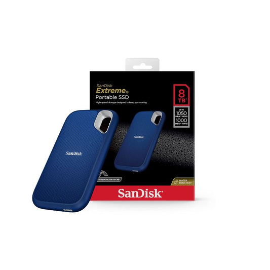 SanDisk Extreme 8TB Portable SSD | Ultra-Fast 1050MB/s Read & 1000MB/s Write| IP65 Water & Dust Resistant| Drop-Proof| AES 256-Bit Encryption|Compact & Rugged| Perfect for Laptops| PCs| Gaming| and On-the-Go Storage