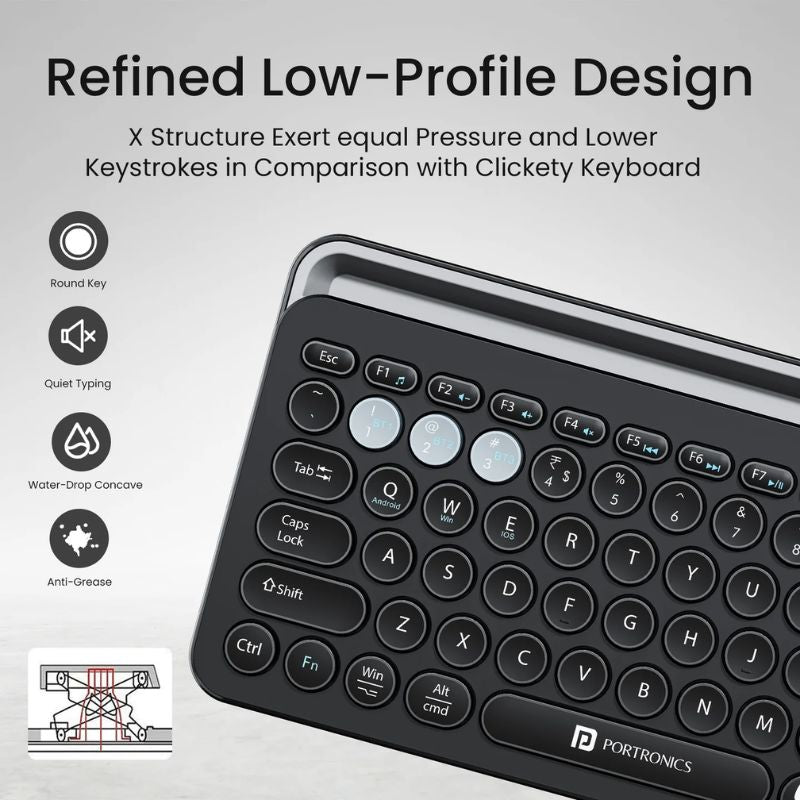 Portronics Bubble 3.0 Wireless Keyboard (POR 2195) | Bluetooth 5.3 + 2 ...