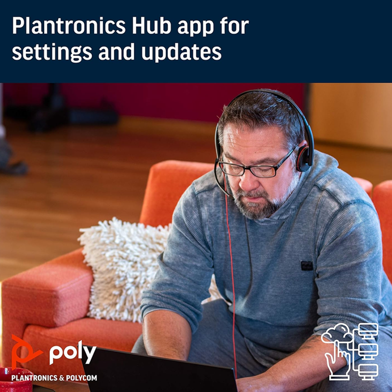 Poly Plantronics - Black wire 3220 Wired Headphones on Ear Headphones with Mic| Active Noise Cancellation| enhanced digital signal processing (DSP)