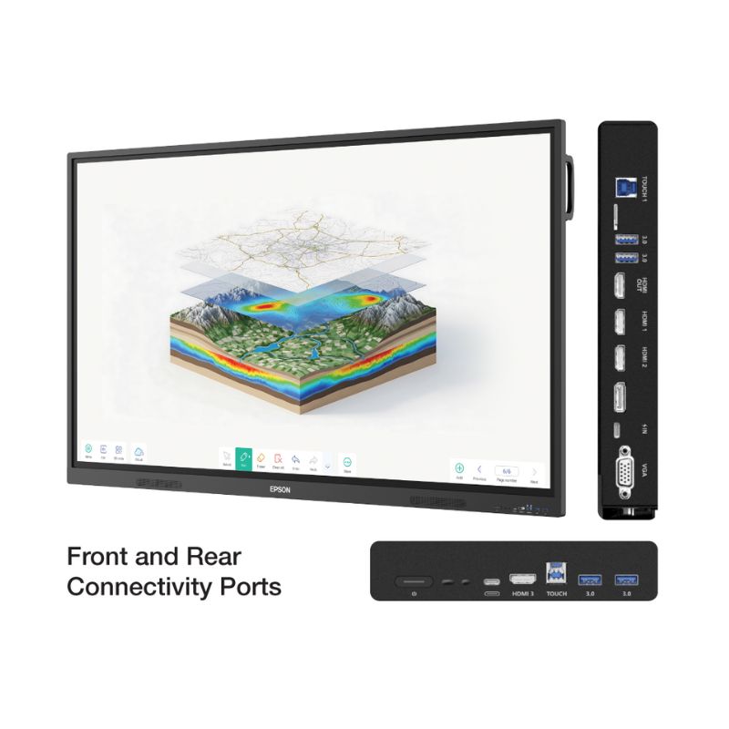 Epson EI-P7501 PowerBoardPRO 75″ Interactive Display | 75″ 4K UHD Interactive Flat Panel | Android 14 (EDLA Certified) | Multi‑Touch Support | Built‑In Speakers | Wi‑Fi & Bluetooth | 3‑Year Warranty