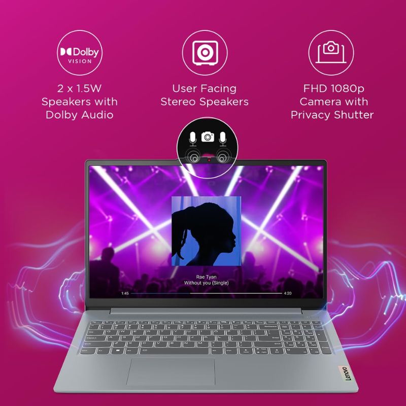 LENOVO IdeaPad Slim 3 | i5-12450H | 16GB RAM | 512GB SSD | Intel UHD | 15.6" FHD | Arctic Grey | 1.62 kg | Backlit Keyboard | 1Y Warranty + ADP