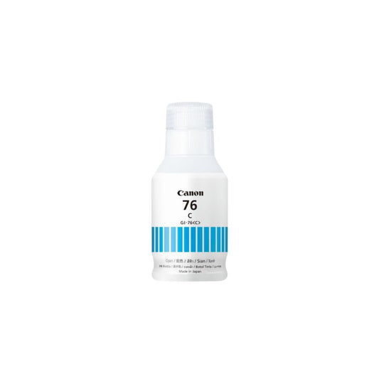 Canon GI-76 Cyan Ink Bottle |135 ml |Original Pigment-Based Ink for Canon Mega Tank Printers| High-Yield| Smudge-Resistant| Spill-Resistant Design