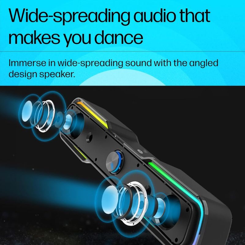 HP DHE-6002 Wired Speaker | USB Powered Multimedia Desktop Speaker | Stereo Sound Computer Speaker for PC Laptop Desktop Mobile | Compact Wired Speaker with Volume Control for Home Office Gaming Music Entertainment