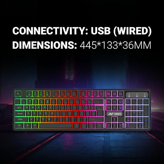 Ant Esports KM1650 Gaming Keyboard & Mouse – Multicolor RGB Backlit|Wired|Ergonomic Design| Adjustable DPI Mouse| Windows|Mac Compatible