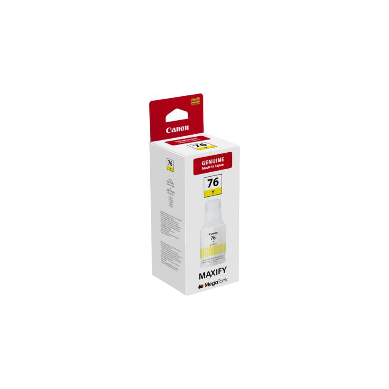 Canon GI-76 Yellow Ink Bottle |135 ml |Original Pigment-Based Ink for Canon Mega Tank Printers| High-Yield| Smudge-Resistant| Spill-Resistant Design
