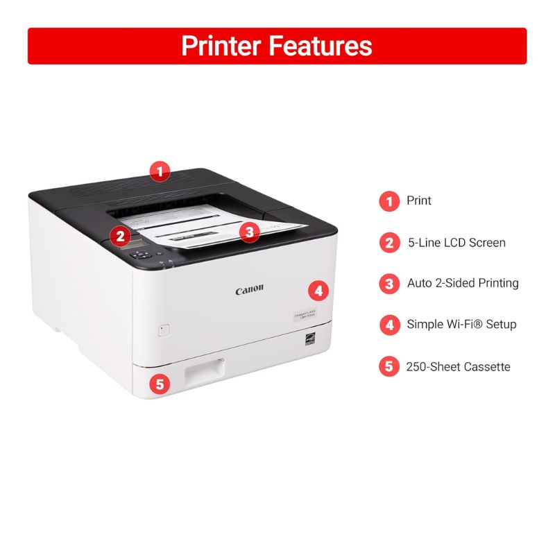 Canon LBP 172DW Monochrome Laser Printer | Wireless WiFi Duplex Printing | High Speed Black & White Printer for Home Office & Business Use | Compact Energy Efficient Network Printer with Mobile Printing Support