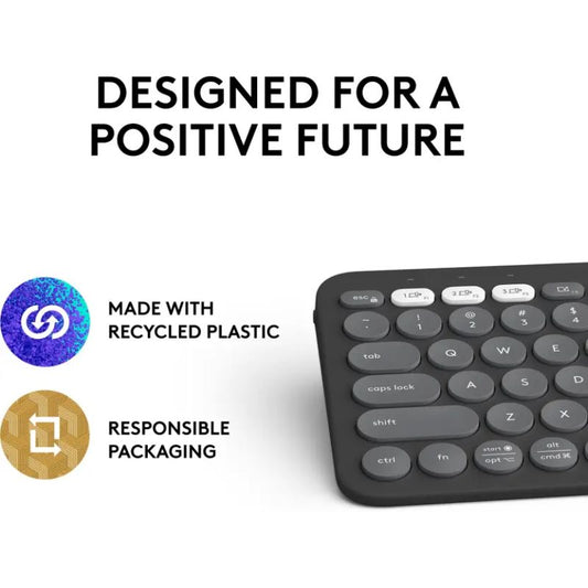 Logitech Pebble Keys 2 K380 Wireless Keyboard & Mouse Combo | Bluetooth & USB Receiver | Silent Typing | Multi-Device Pairing | Slim Portable Design"